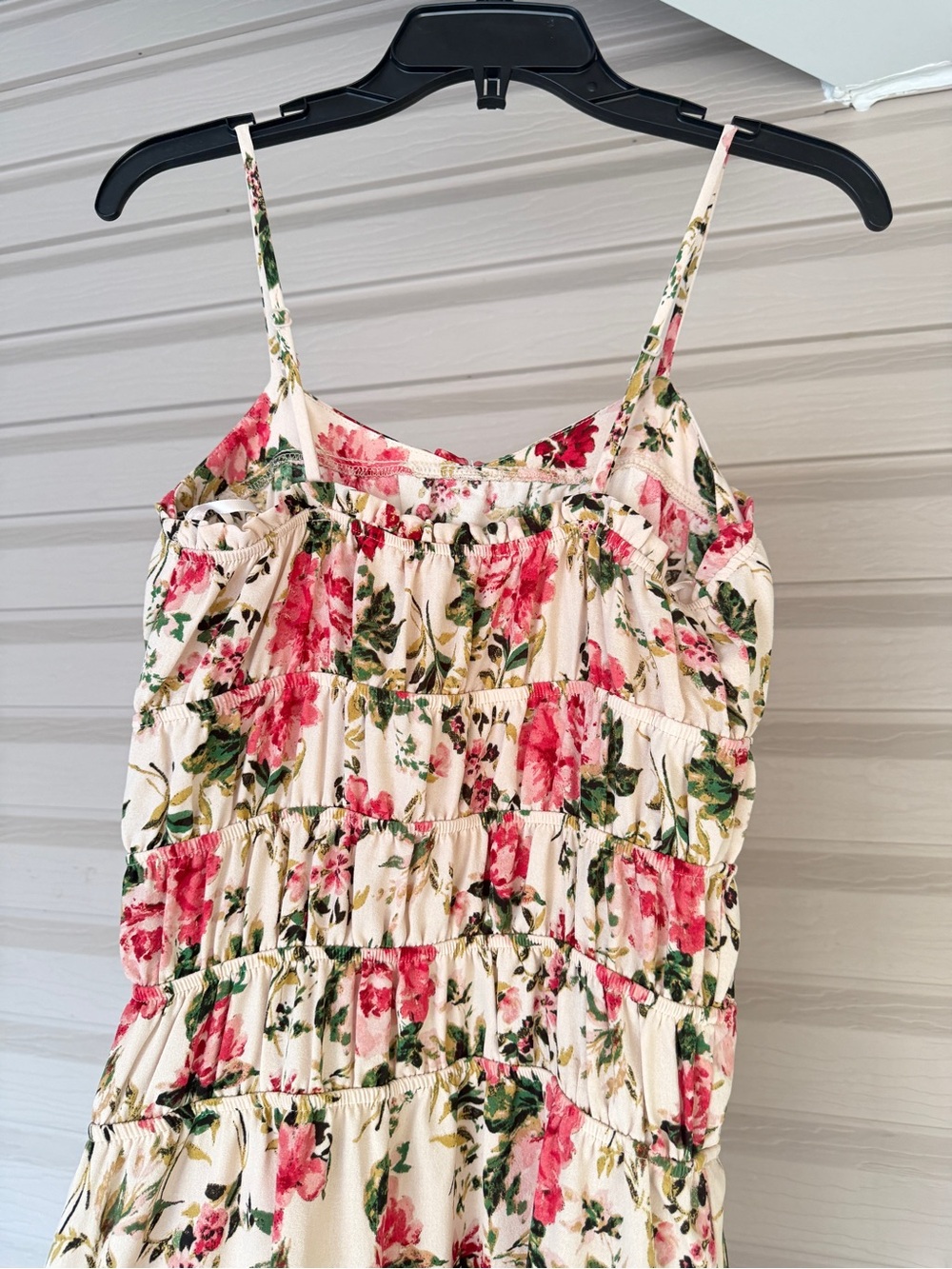 Cottagecore Monteau Pink Rose Smocked Bodice Tiered Maxi Sundress Small S - Picture 6 of 16